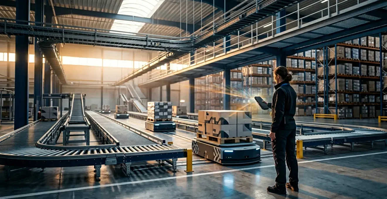 Centre logistique moderne avec technologies de suivi des marchandises sensibles